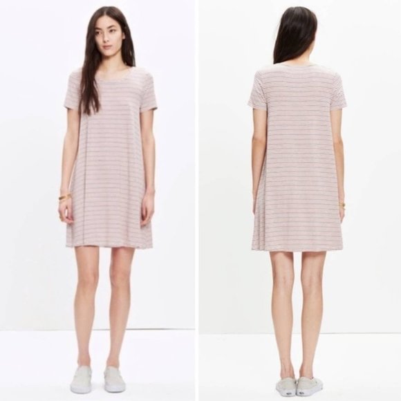 Madewell Dresses & Skirts - Madewell Swingy Tee Striped Red White Blue Short Sleeve Dress sz XXS GUC